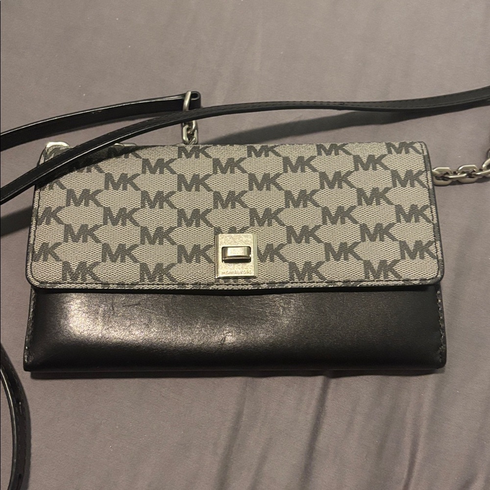 Michael Kors Monogram Black and Gray Crossbody